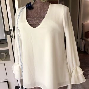 White Vici v-neck Ruffled Sleeve Top